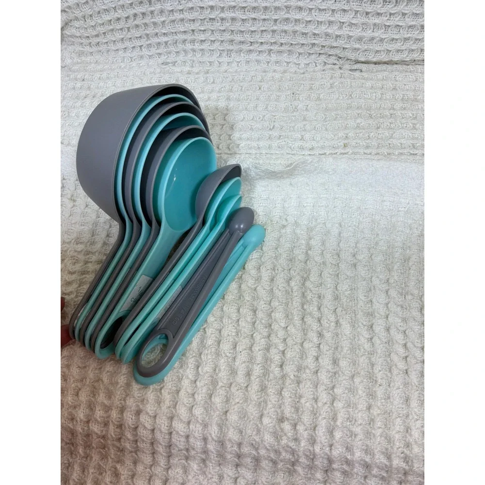 Modern Kitchen‎ Unisex Farberware Measuring Cups Spoons Set 11pc Teal Grey